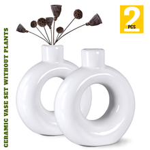 Round Donut Ceramic Vase: Modern Elegance for Any Space without Flower