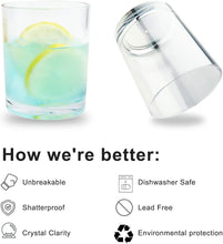 Fast Forward Unbreakable Plastic Tumblers (Set of 6) - BPA-Free Acrylic Glasses for Home & Outdoors - Stackable, Reusable, Lead-Free, and Dishwasher Safe - Clear Plastic Drinking Glasses (355ml & 474ml) Fast Forward