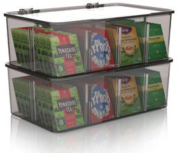 Tea Bag Organizer Stackable with Clear Top Lid Kitchen Cabinets Pantry