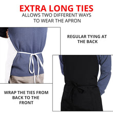 Apron with 2 Pockets Adjustable Bib & Neck Strap with Extra Long Ties Pack of 2 - Charcoal