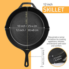 Kitchen Cast Iron Skillet – Pre-Seasoned Chef’s Pan, Fry Pan in 6.5/8/10.25/12 Inches – Safe for Indoor & Outdoor Cooking Fast Forward