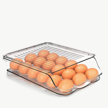 Rolling Egg Container for Refrigerator with Lid: Stackable Plastic Egg Holder