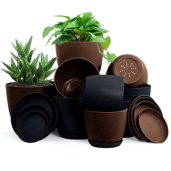 Fast Forward Premium Set of 10 Indoor Plant Pots with Drainage