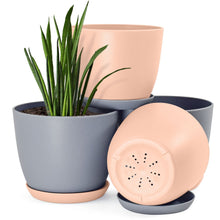 Fast Forword Set of 4 Plastic Decorative Flower Pots with Drainage for Indoor Plants 2 Sizes, 2 Colors (Plants Not Included) Fast Forward