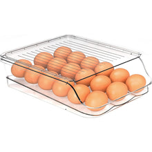 Rolling Egg Container for Refrigerator with Lid: Stackable Plastic Egg Holder Fast Forward