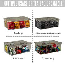 Tea Bag Organizer Stackable with Clear Top Lid Kitchen Cabinets Pantry