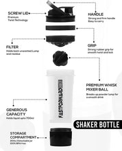 Fitness Sports Classic Protein Mixer Shaker Bottle, BPA-Free & Leakproof with Twist Lock Storage Fast Forward