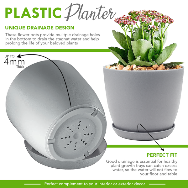 60-Pack Versatile White Plastic Plant Pots with Drainage – Perfect for Indoor Plants, Cacti, Succulents & More!