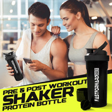 Fast Forward Shaker Bottle - 24 Ounce Protein Shaker Plastic Bottle for Pre & Post workout with Twist and Lock Protein Box Storage Pack of 2 Fast Forward